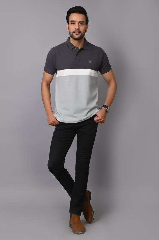 Arbour Men Polo Nack Cotton Color Block Casual Half Sleeves T-Shirt