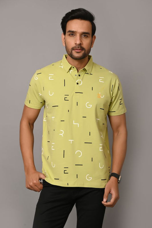 Arbour Men Polo Nack All Over Print Cotton Half Sleeves T-Shirt