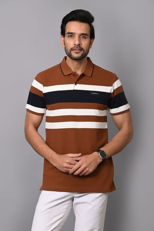 Arbour Men Polo Nack Stripes Casual Half Sleeves T-Shirt